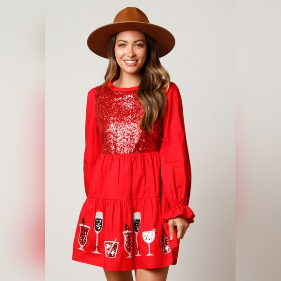 Sequins Red dress - Picture 3 of 11